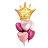 A set of pink balloons with a crown 6pcs