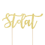 Topper na tort Sto lat złoty, 13x14 cm