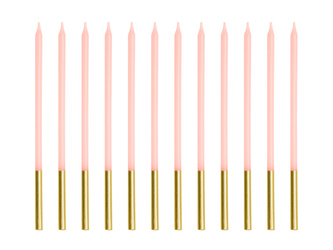 Świeczki urodzinowe gładkie – różowe, 14 cm, zestaw 12 sztuk