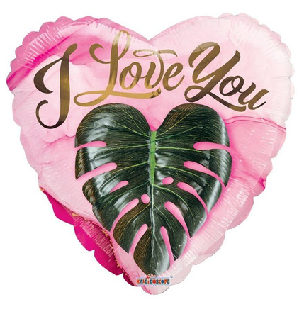 EKO Balon Foliowy serce, I love you, Monstera 46 cm