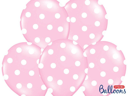 Balloons 30cm, Dots, Pastel Baby Pink, 6 pcs.