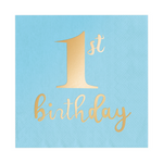 1. Geburtstag Geburtstagsservietten blau, 33x33cm, 10 Stück.