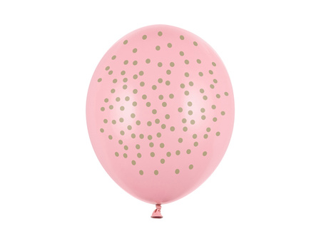 Latexballons, Rosa mit Goldpunkten, 30 cm (1 Pk. / 50-tlg.)