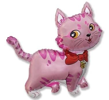 Rosa Kitty Folienballon, am Stiel 35cm fx