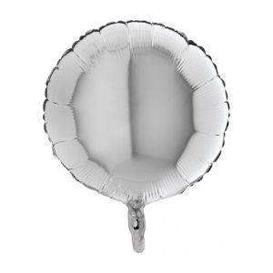 Folienballon, Rund, Silber, 46 cm, Grabo