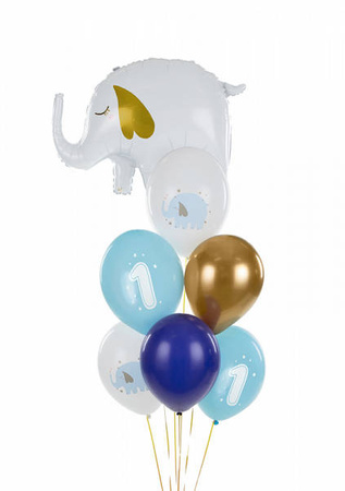 Latex Geburtstagsballons Elefant, pastellblau 30cm, 6 Stück