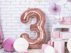 Foil balloon digit '3', 86cm, pink gold