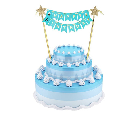 Topper on the cake "Happy Birthday" 25 cm blue