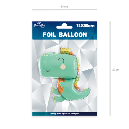 Foil balloon Green / Mint Dinosaur 74cm x 90cm