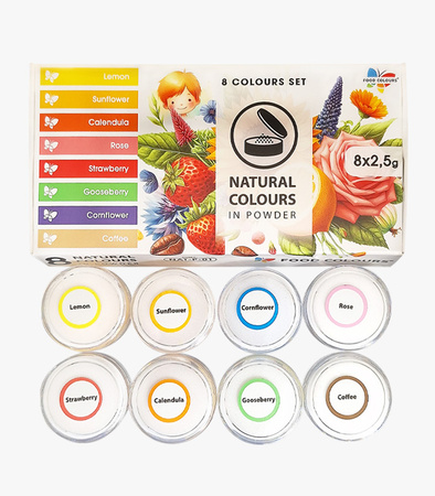 Natural Powder Dye Set NAT-P-01 8 Colours For Baking 2.5g