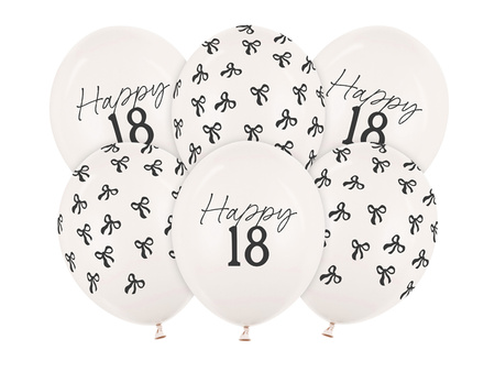 Strong Luftballons, Pastel Off-white, 18-Aufdruck, 30 cm, 6 Stk.