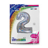 Balon Foliowy Cyfra 2, Srebrna holograficzna 102 cm Grabo