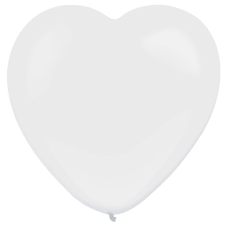 Balony Lateksowe Białe Serca, Decorator Standard Heart Frosty White, 30cm, 50 szt.