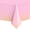 Pink tablecloth with gold confetti 137 cm x 274 cm