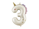 Folienballon Zahl 3 Einhorn Creme Roségold 93cm