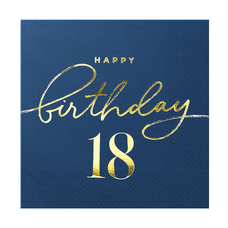 Happy Birthday napkins 18 navy blue 10 pcs.