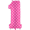 Foil balloon Number 1 in Pink Dotted - 102 cm Grabo