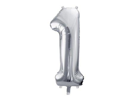 Folienballon Zahl 1, 86 cm, Silber