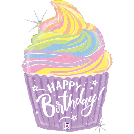 Foil balloon Happy Birthday Pastel Cupcake, 69cm