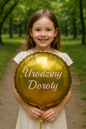 Runder Folienballon, Gold, mit individuellem Aufdruck.