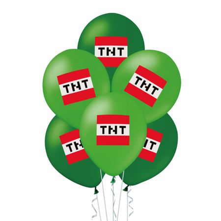 A set of balloons with a minecraft print, TNT 30cm, 12 pcs