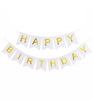 Birthday Garland Happy Birthday white, golden inscription