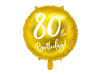 Foil balloon 80th Birthday, gold, 45 cm diameter