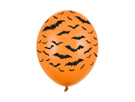 Halloween, bat pattern balloons, 30 cm, 6 pcs