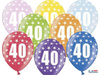 Latex balloons with number '40', 30cm metallic mix various colors (1 op. / 6 pcs.)