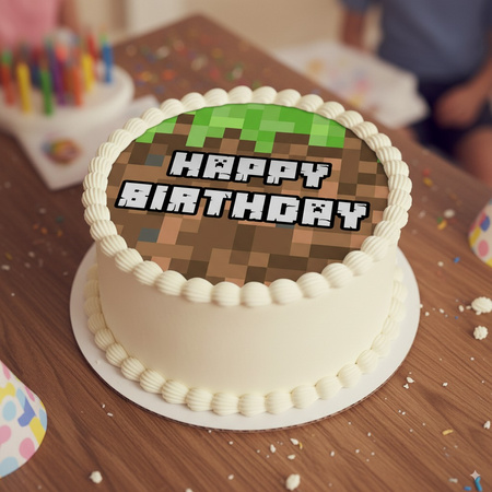 Opłatek na tort urodzinowy Minecraft 20 cm premium, wegański, bezglutenowy, wycięty