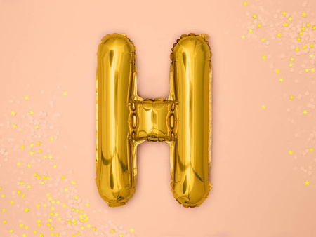 Foil balloon Letter H, 35cm, Gold