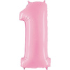 The number 1 Foil balloon, powder pink, 102cm Grabo