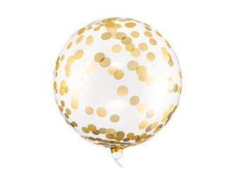 Transparent balloon, round crystal BOBO with confetti, 40cm