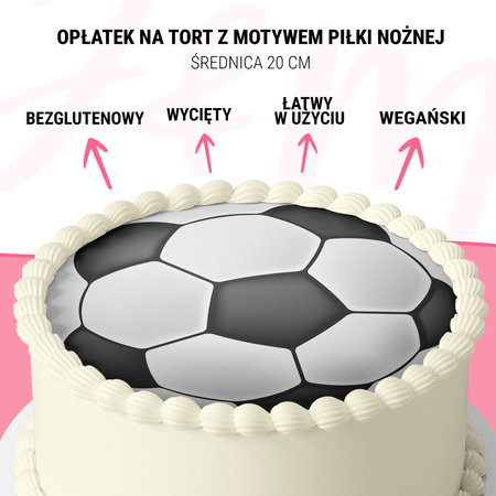Fußball Tortenaufleger rund 20 cm premium, vegan, glutenfrei, zugeschnitten