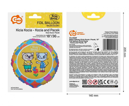 Folienballon Kicia Kocia und Pacek, 18 Zoll, 46cm