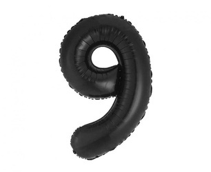 Foil balloon, number 9, matt black, 85 cm.