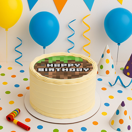 Opłatek na tort urodzinowy Minecraft 20 cm premium, wegański, bezglutenowy, wycięty
