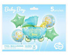 Foil balloons - stroller set, blue, 5 pcs.