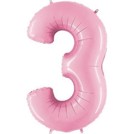 3 Digit foil balloon, powder pink, 102cm Grabo