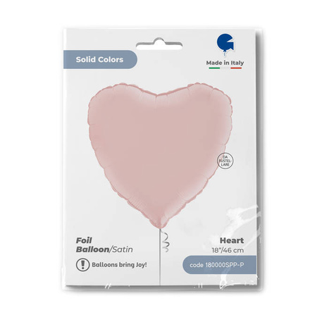 Foil Balloon - Satin pastel pink heart 46 cm, Grabo