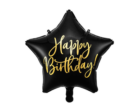 Foil Balloon Happy Birthday Black Star 40cm