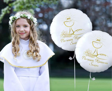 Round foil balloon First Holy Communion (chalice), 46 cm
