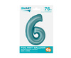 Foil Balloon Number 6 blue matte Smart, 76cm