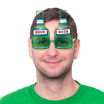 Party glasses Beer Bottles, green frames, 14.5cm