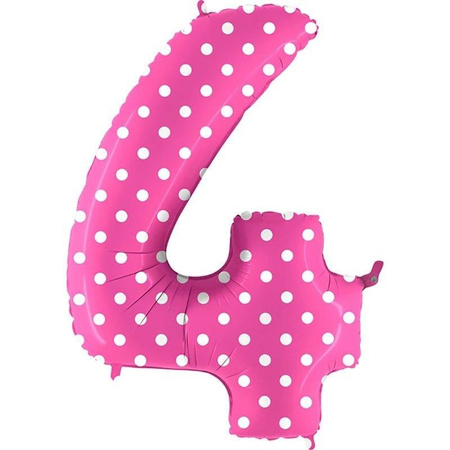 The foil balloon number 4 pink dotted - 102 cm Grabo