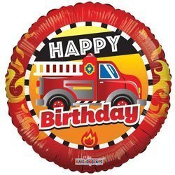 Foil Balloon Happy Birthday Fire Truck, 46cm