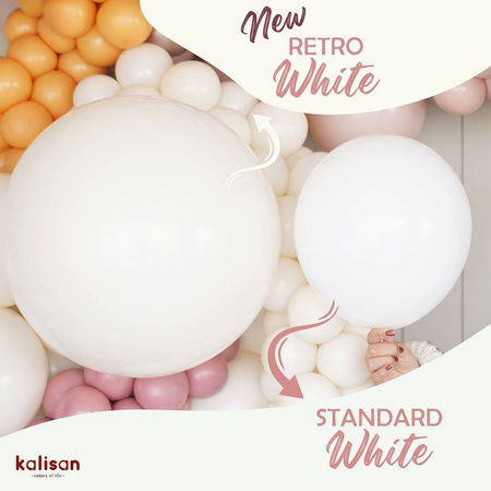 Balony lateksowe Kalisan Retro White, biały, 30cm, XXL 500 szt.