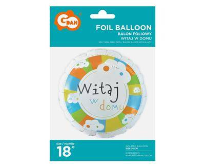 Round foil balloon, Witaj w domu, 46cm