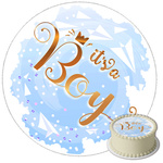 Baby Shower Boy cake topper edible wafer round 20 cm premium, vegan, gluten-free, cut