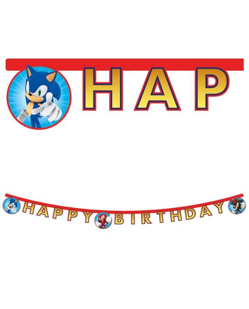 Geburtstagsgirlande Sonic „Happy Birthday“, 200 cm